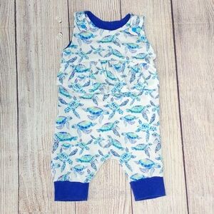Custom Made ADJUSTABLE Grow-With-Me Infant/Toddler Romper 6m-4+y Sea Turtles